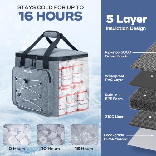 RealCool 35/45 Can Collapsible Soft Cooler Bag, Leakproof Ice Chest