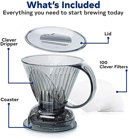 Clever Coffee Dripper | Large 18 oz | Cloud | BPA-Free | 100 Filters