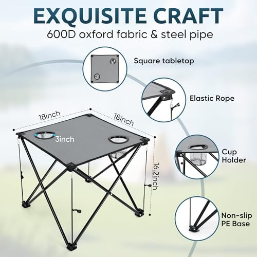 HaSteeL Low Beach Chairs, 3Pcs Folding Camping Chairs with Table - Blue