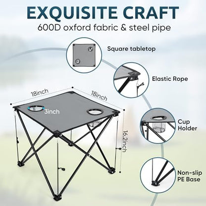 HaSteeL Low Beach Chairs, 3Pcs Folding Camping Chairs with Table - Blue
