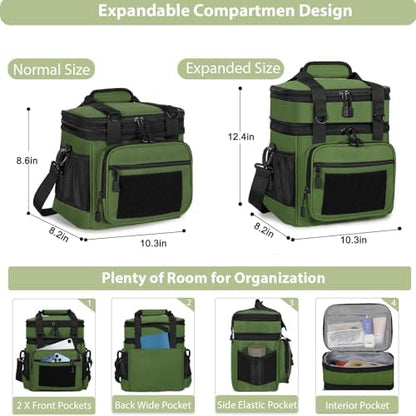 GLENKEY Tactical Lunch Box Men 16L Expandable Insulated Leakproof Cooler