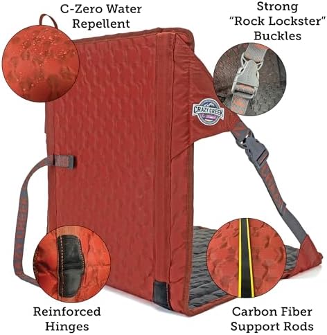 Crazy Creek HEX 2.0 Original Chair for Camping, Stadium Seating & More, on All Terrains, Adjustable Straps, Compact Design, Water-Resistant, Copper/Slate