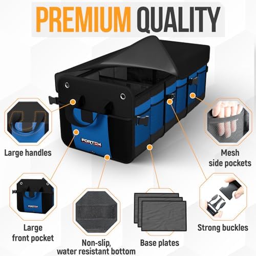 FORTEM Trunk Organizer - Collapsible Car Organizer & Storage Bag for SUVs