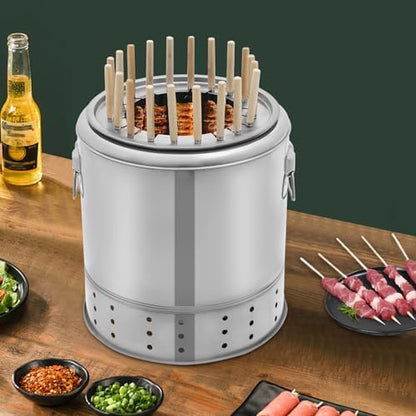 Portable Charcoal Grill, Medium-20 Skewers