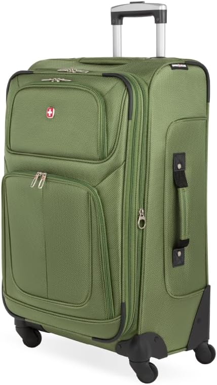 SwissGear Sion Softside Expandable Luggage, Evergreen, Checked-Medium 25-Inch