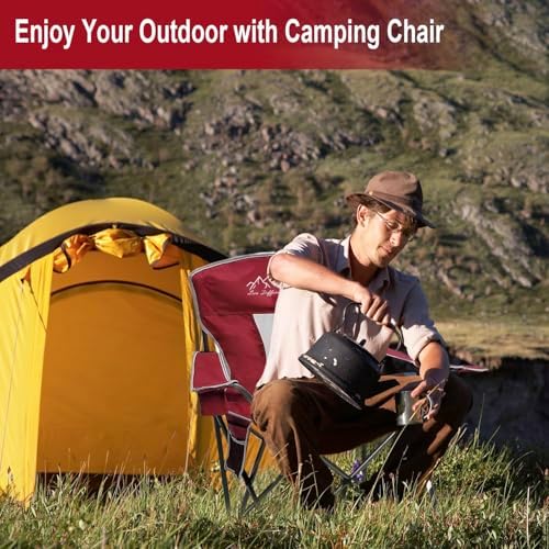 Camping Chairs Outdoor Portable Folding Chair with Mesh Back, Red