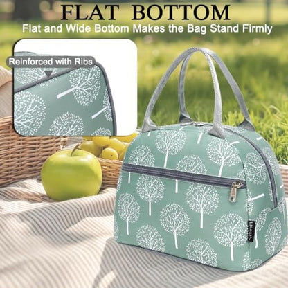 FlowFly Lunch Bag for Women Insulated Lunch Box Corduroy Lunch Tote Cooler for Travel Work Picnic, Dandelion