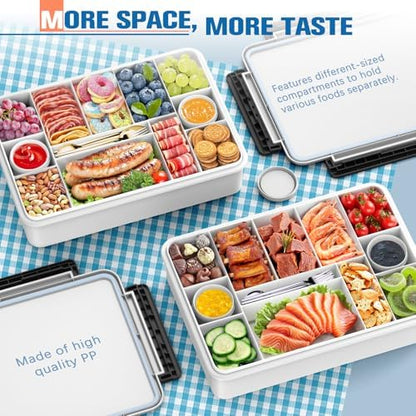 Chilled Portable Snackle Box Container with Ice Pack, Divided Serving Tray with Insulated Bag, Beach Essentials for Summer, Snack Containers for Road Trip Charcuterie Snack Picnic, White