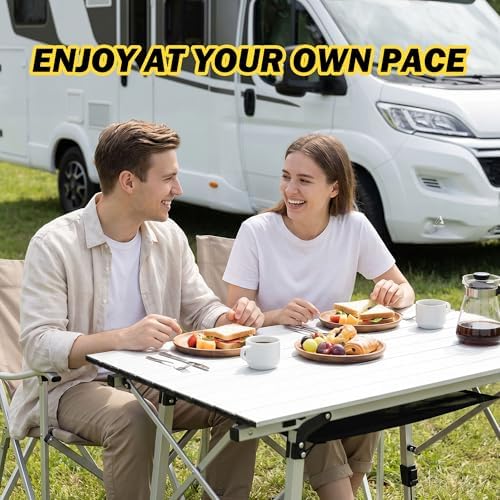 Folding Camping Table, Portable Aluminum Adjustable Height