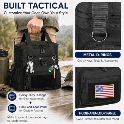 GLENKEY Tactical Lunch Box Men Expandable Insulated Leakproof Cooler Bag