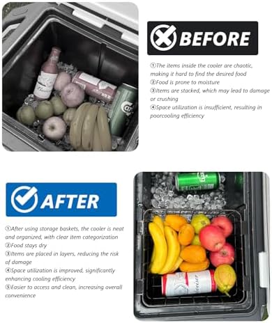 Wire Basket for Ninja FrostVault Hard Cooler & Wheeled Cooler - Heavy-Duty Organizer Rack for Efficient Storage, Dry-Goods Basket for Perfect for Camping Trips or Outdoor Parties, Black(L)