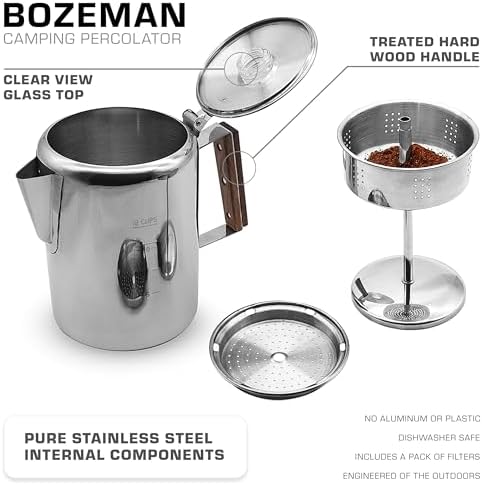 COLETTI Bozeman Percolator Coffee Pot — NO Aluminum or Plastic [12 cup]