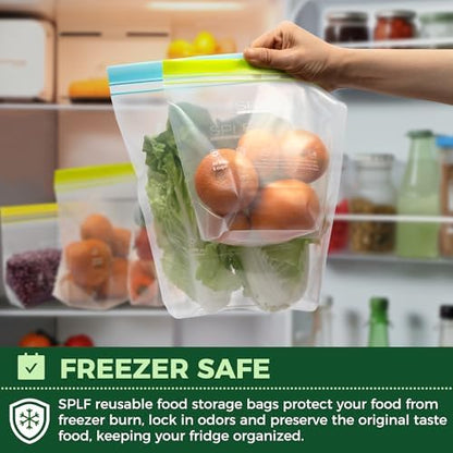 SPLF 24 Pack Reusable Food Storage Bags Dishwasher Microwave Safe
