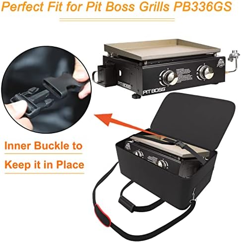 Grill Carry Bag Fit for Pit BOSS PB336GS Two Burner Portable Flat Top Griddle, Heavy Duty Waterproof Grill Carry Bag for Pit Boss PB336GS Tabletop Gas Griddle