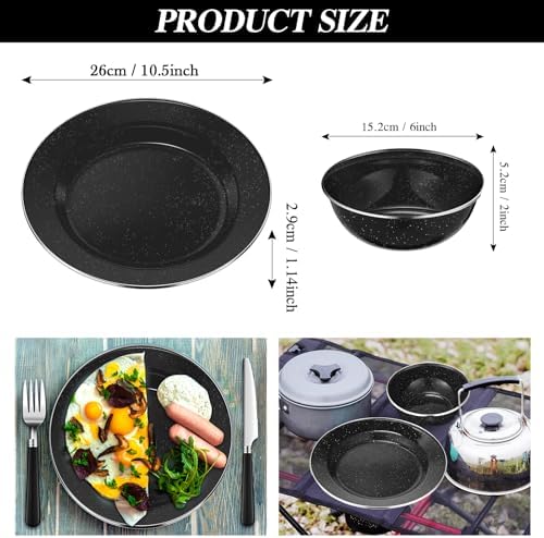 Nuogo 12 Pcs Enamel Camping Tableware Set Dinnerware Kit
