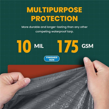 Large Waterproof Tarp - Heavy Duty 10 Mil Thick Poly Tarpaulin Ideal for Canopy Tents, Boats, RV or Pool Covers - Multipurpose Protective Tarps with Grommets for Indoor and Outdoor Use | 16' x 20'