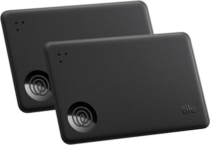 Tile by Life360 Slim - Wallet Finder, Bluetooth Tracker and Item Locator for Luggage Tags, Passports and More. Both iOS and Android Compatible. Phone Finder. 2-Pack (Black)