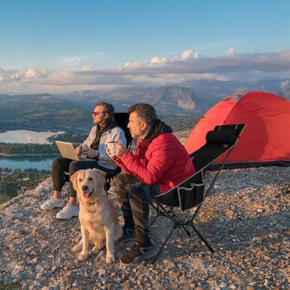 High Back Camping Chair for Adults, Folding Chair Supports 440 lbs, Lightweight Portable Backpacking Chair with Adjustable Pillow for Hiking & Camping