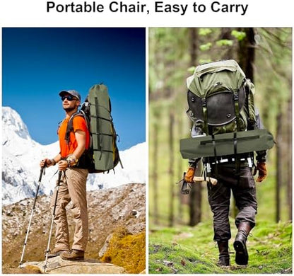 2PCS Folding Camping Collapsible Chairs Heavy Duty Lawn Chair with Cooler Bag, Storage Pocket, Waterproof Bag Outdoor Arm Chair, Supports 225LBS, Green
