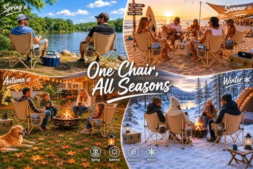 ELangod Folding Camping Chair Set, 2 Pack Portable Outdoor Chairs