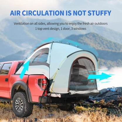 Tecoom Truck Bed Tent, Double Layer Waterproof PU3000mm for 5.5-6.7ft, Portable 1-3 Person Compact Full Size Pickup with Rain Fly for Outdoor, Camping, Road Trip, Beach