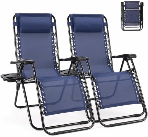 NEWBULIG Zero Gravity Chairs Set of 2, Folding Lounge Recliner Chair