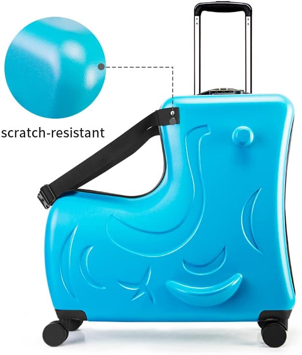 Kids’ Storage & Ride-On Travel Organizer – Dual-Purpose Children’s Suitcase for Home & Travel, Checked size 25 Inch, Blue