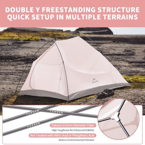 Naturehike Cloud-Up 2 Person Tent Lightweight Backpacking Tent with Footprint - Free Standing Ultralight Camping Hiking Backpack Tents Two Person Tent