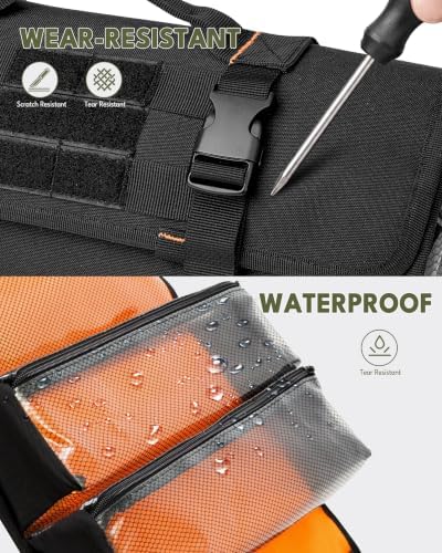 HODRANT Camping Roll Bag, Hanging Camp Kitchen Organizer with Multi Pockets