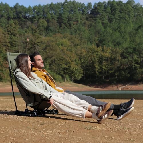 Wildhiker HuggleMode High Back Folding Camping Chair, 2 Seat Heights -Green