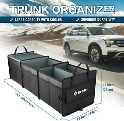 K KNODEL Trunk Organizer Storage with Cooler for Car and SUV (Large, Black)