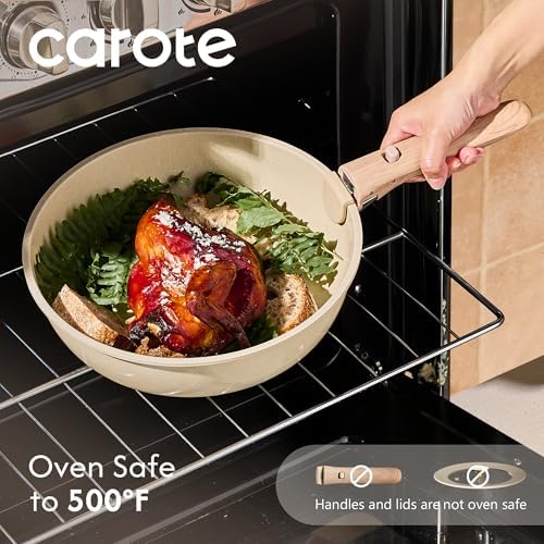 CAROTE 25pcs Ceramic Cookware Set, Pots and Pans Set with Detachable Handle