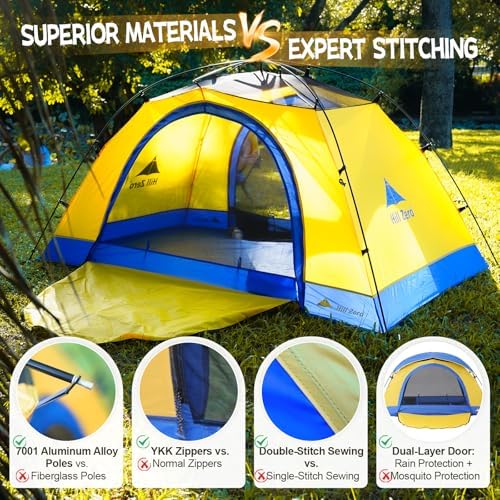 Tulip 2P Backpacking Tent – 3 Season Camping Tent,with Double Door, Waterproof Windproof Lightweight Easy Set Up 3 Season 2 Person Tent Camping, Hiking, Beaches, Picnic, Mountaineering