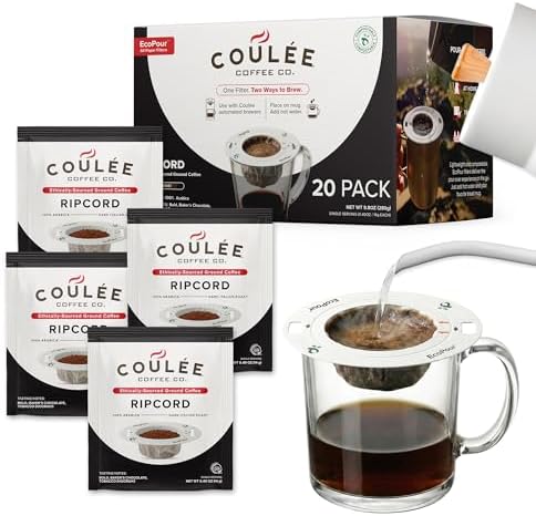 EcoPour Ripcord Dark Italian Roast Coffee, Single Serve, 20 Pack