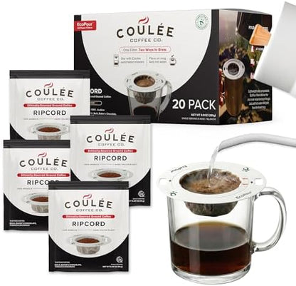 EcoPour Ripcord Dark Italian Roast Coffee, Single Serve, 20 Pack