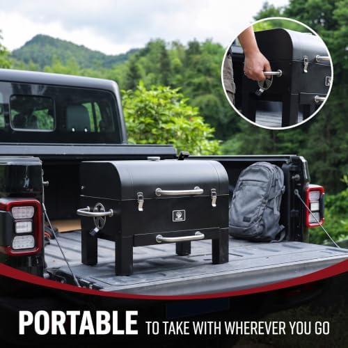 Portable Charcoal Grill, 18 In. Outdoor BBQ Smoker, Cover Included