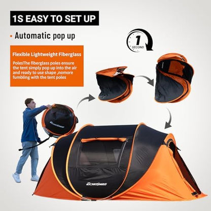 EchoSmile Instant Pop Up Camping Tent, 2/4/6 Person Easy Setup Tent