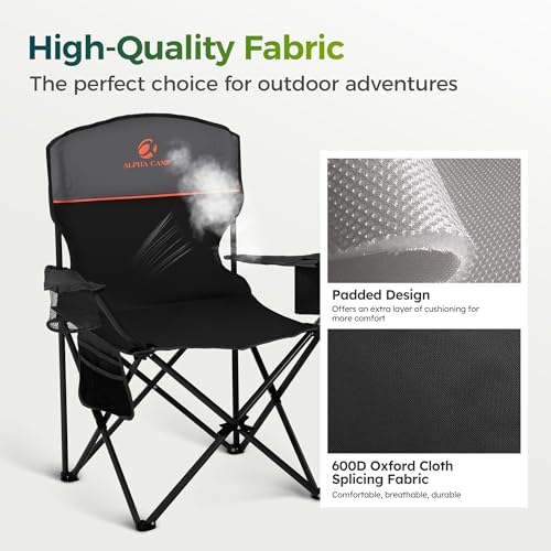 ALPHA CAMP Folding Camping Chair for Adults Lawn Chair for Camping Outdoor
