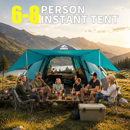 Hewolf 2/3/4 Person Camping Tent - Instant Pop Up Waterproof 2 Doors Tent with Easy Setup | 3-Season Hexagonal Dome Design for Family, Hiking & Traveling