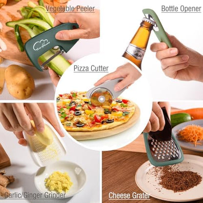 Kitchen Gadgets Set 13 Piece, Space Saving, RV Essentials, Green