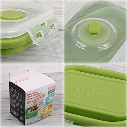 Collapsible Silicone Food Storage Container, Portion Control Container with Clip-on Lid, Stackable, Space Saving, Microwave/Fridge/Freezer/Dishwasher Safe, 5 Oz, Pack of 4