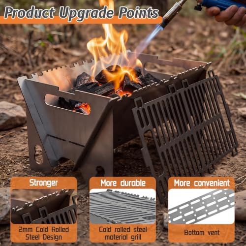 Portable charcoal Grill,Foldable Heavy Duty Camping,Non-Toxic