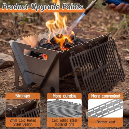 Portable charcoal Grill,Foldable Heavy Duty Camping,Non-Toxic
