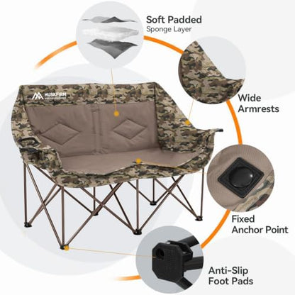Oversized Double Camping Chairs for Adults, 2 Person Camping Chair, Green