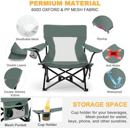 Joyfair Beach Camping Chair (2 Pack), Folding Chair for Adults (Grey)