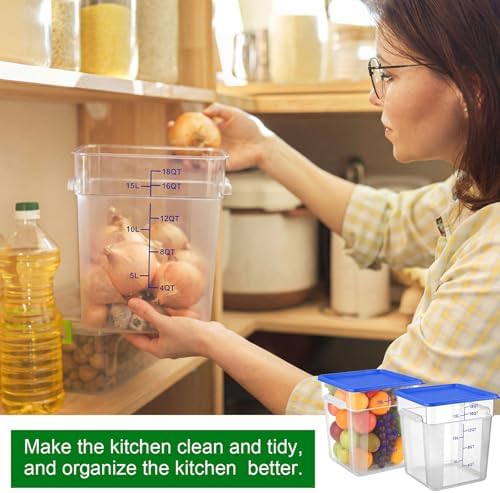 FoldTier 2 Pcs Square Food Storage Containers, Blue, 18 Qt