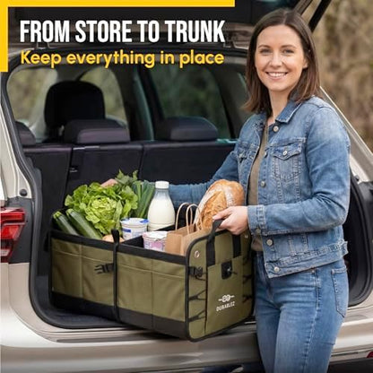 Car Trunk Organizer, Covering Net, Collapsible, Foldable, Military Green