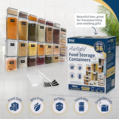 Reli. Pantry Organizers and Storage (36 Sets) Food Containers with Lids