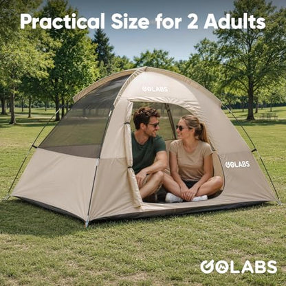 Golabs CT1 2 Person Camping Tent, Easy Set Up in 3 Min, Mesh Top & Door
