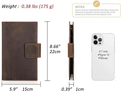 CONTACTS Full Grain Leather Family Passport Holder for 4 Airtag Passport Wallet RFID Blocking Travel Passport Cover with 4 Passport Slot, 6 Card Slot (Brown)